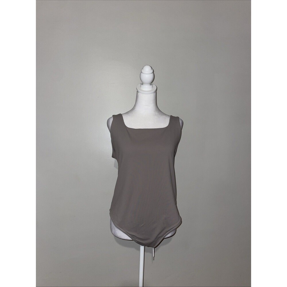 Abercrombie & Fitch Soft AF Bodysuit XL Taupe Square Neck Minimalist Clean Girl